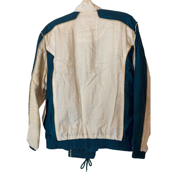 Vintage Active Frontier Tracksuit Chains Buckles Print Nylon Teal Beige Large - Picture 3 of 16
